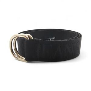 Armani Collezioni Fabric with Metal Double Ring Buckle Black Belt - New